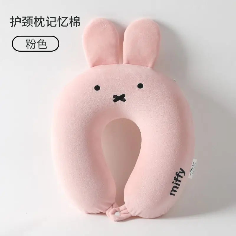 Kawaii New memory foam neck brace slow rebound U-shaped pillow travel Portable by plane high speed rail sleep Good looks Miffy