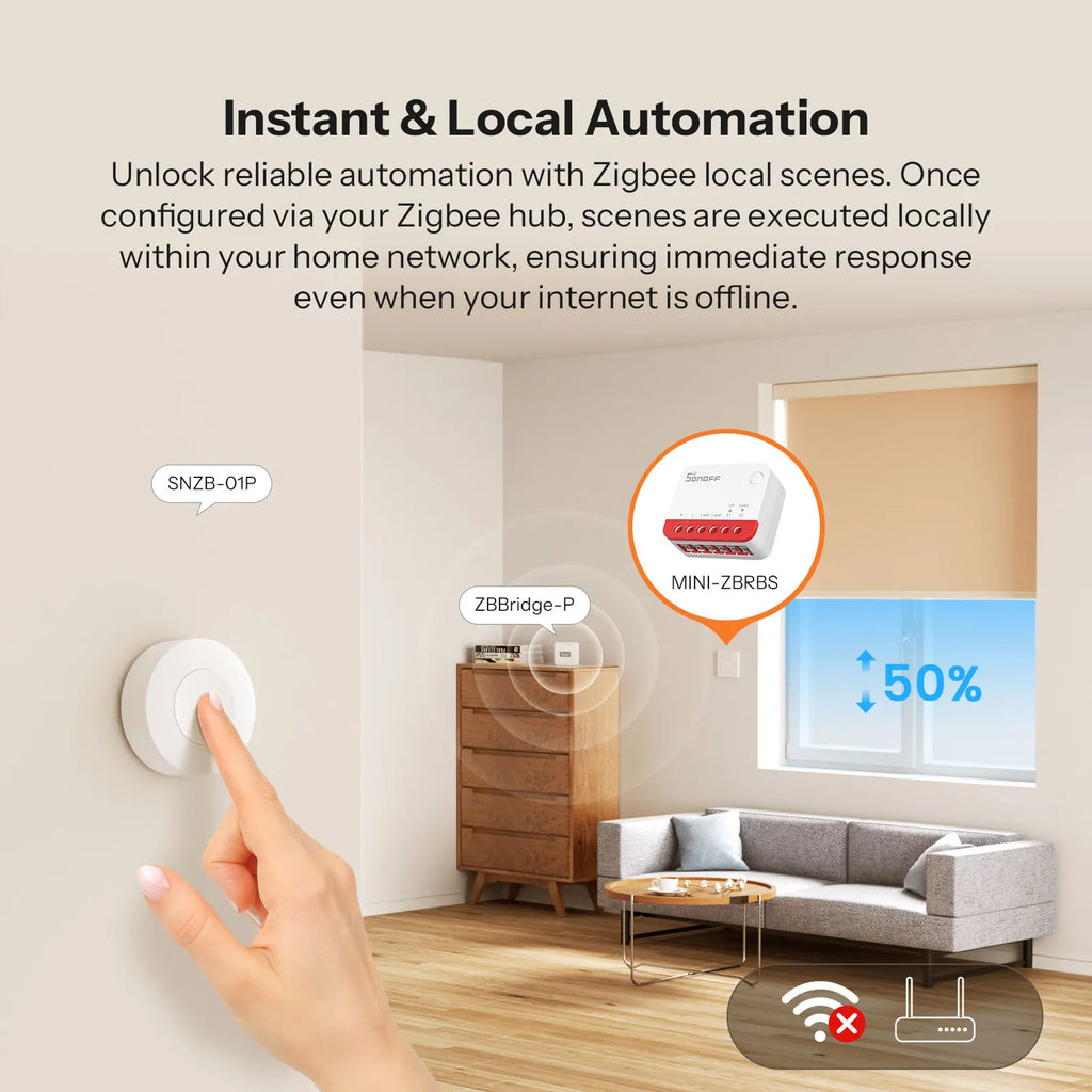SONOFF MINI-ZBRBS Zigbee Smart Roller Shutter Switch Mini Size Smart Scene Signal Booster Transform Curtains Sonoff Zigbee Hub