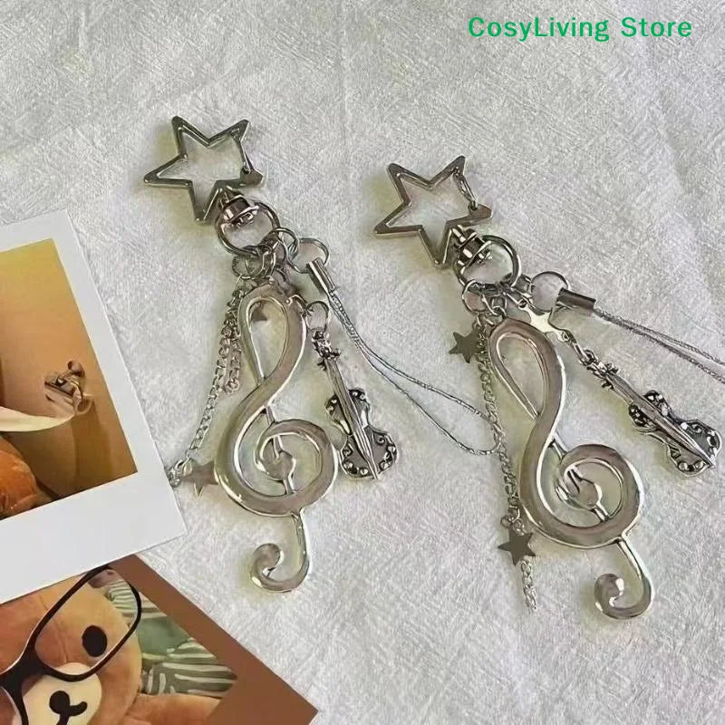 [CL]Trendy Y2K Musical Notes Backpack Pendant Creative Guitar Musical Element Keyrings Party Gift Ornaments Jewelry Gift[CL]