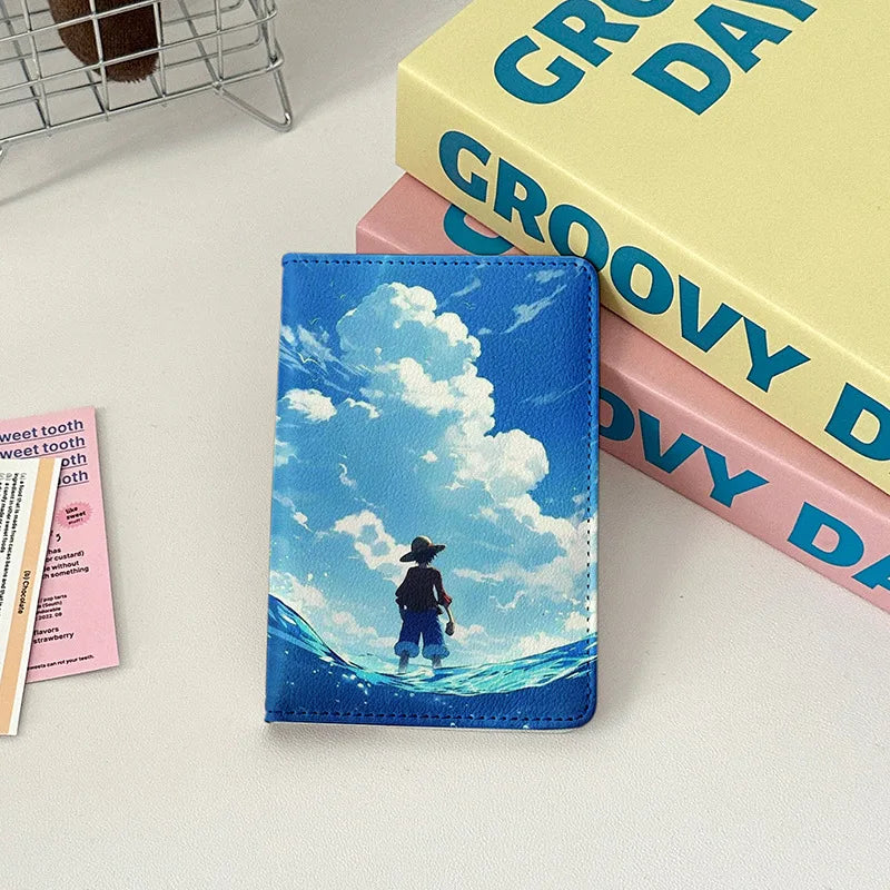 New Japanese Anime Cartoon Passport Holder Cover Women Men Travel Essentials Passport Wallet Air Ticket Credit Card Holder Case