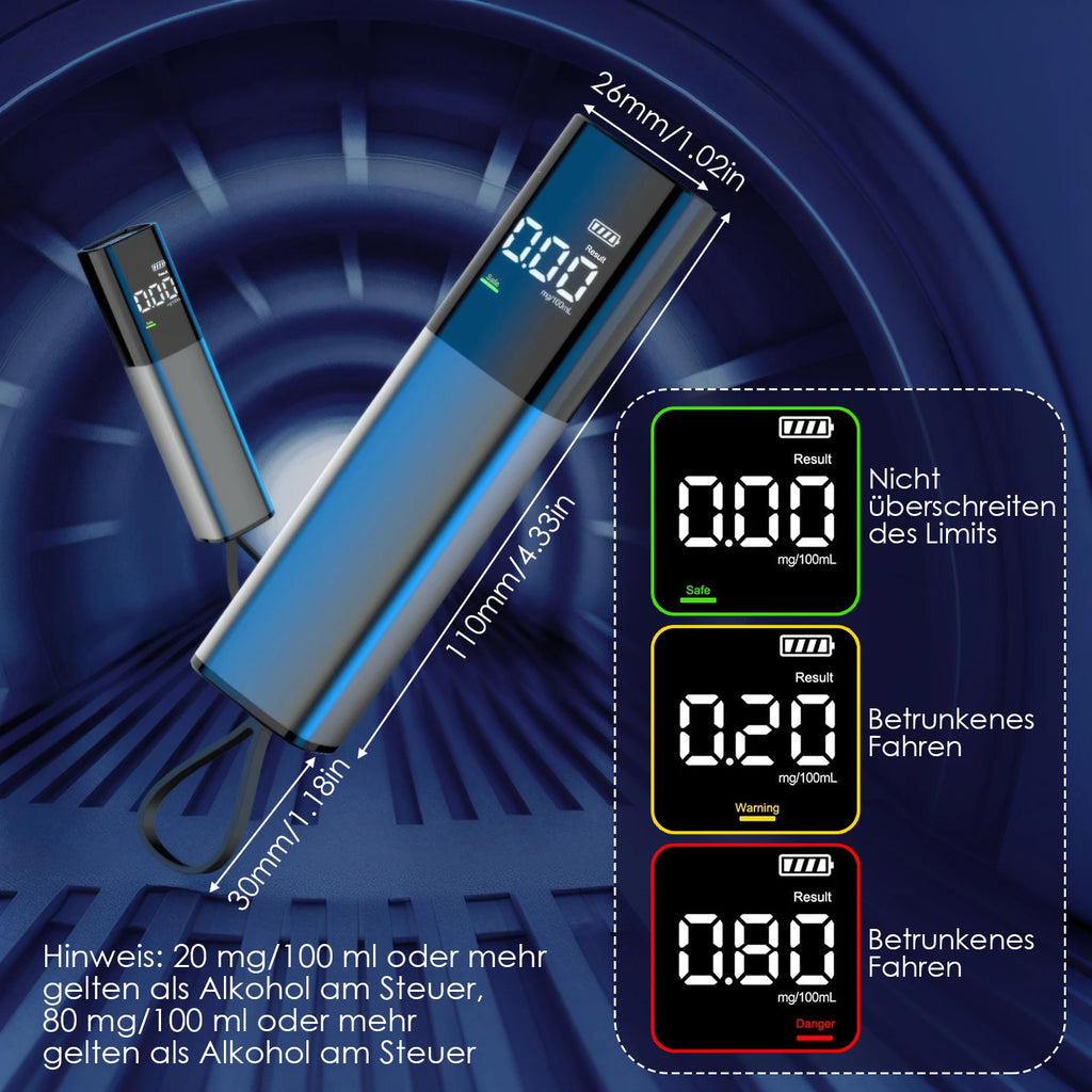 Alcohol Tester Professional High Sensitivity Breathalyzer Type-C Charging LED Display Portable Breathalyzer