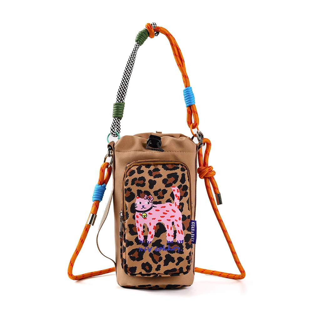 2026 New Illustrator-Designed Dopamine Lightweight Water Bottle Bag Crossbody Bag Outdoor Phone Casual Bag