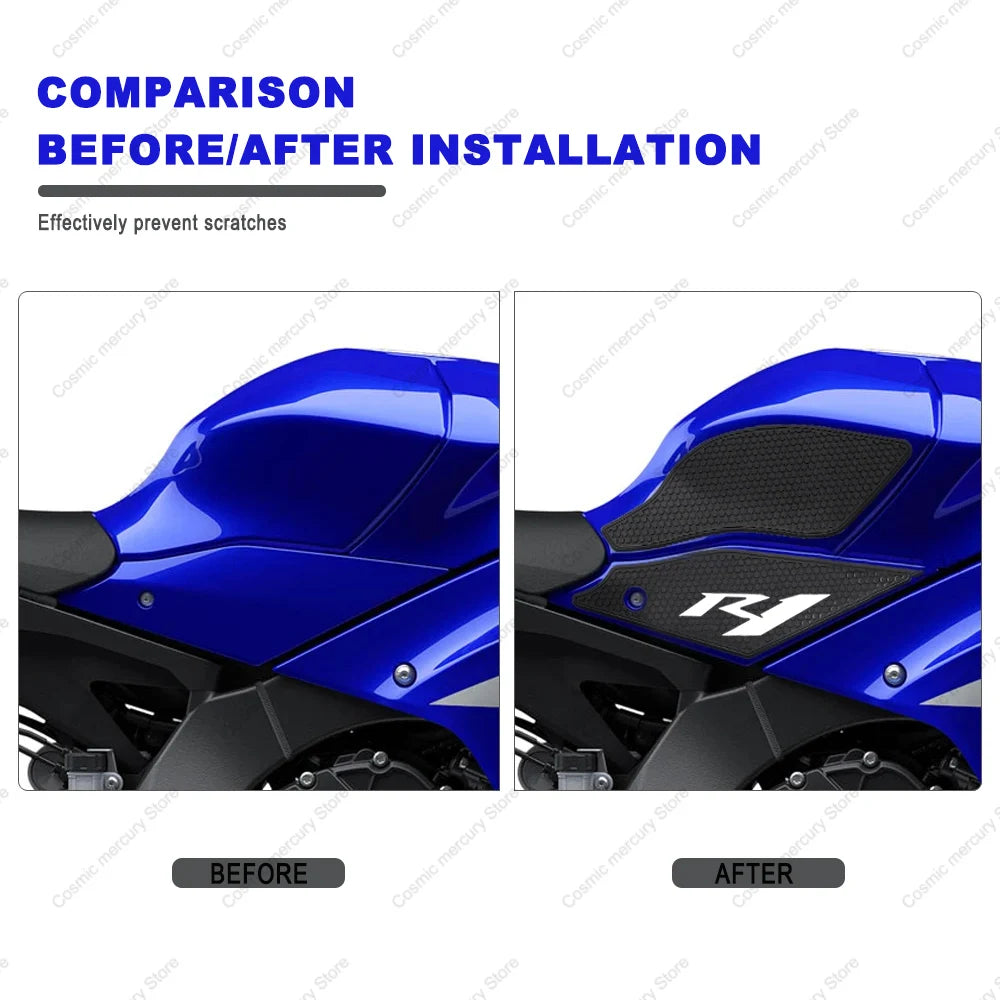 Motorcycle Non-slip Side Fuel Tank Stickers Waterproof Pad Rubber Sticker Tank Pad For Yamaha YZF R1 R1M YZFR1 2020 - 2024