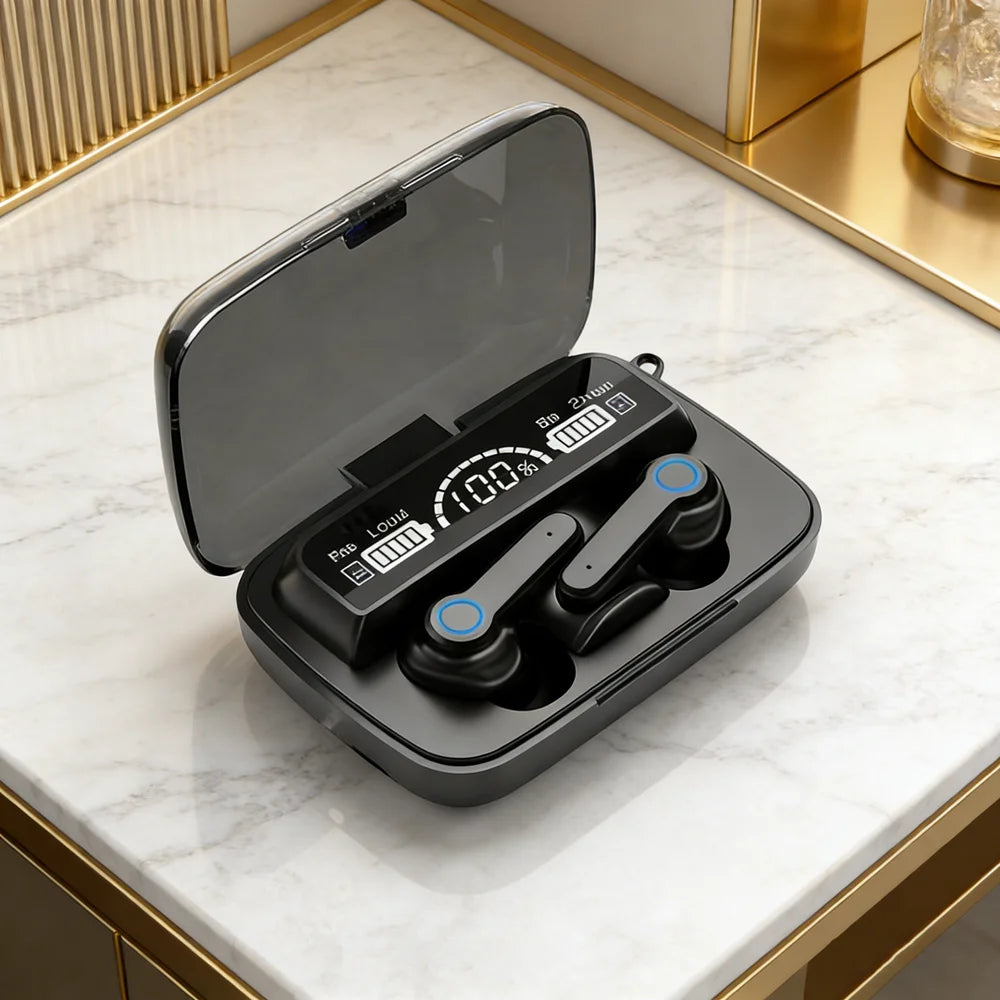 TWS Bluetooth Headphones 5.3 9D High Fidelity Wireless Headphones Touch IPX7 Waterproof Digital Display Headphones