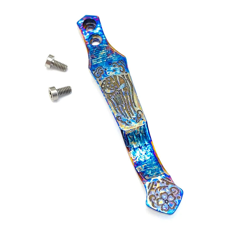 8 Types CNC Knife Titanium Pocket Clip With Screws for Rick Hinderer XM18 XM24 Knives Punisher Cross Horse Head  Claw Pattern