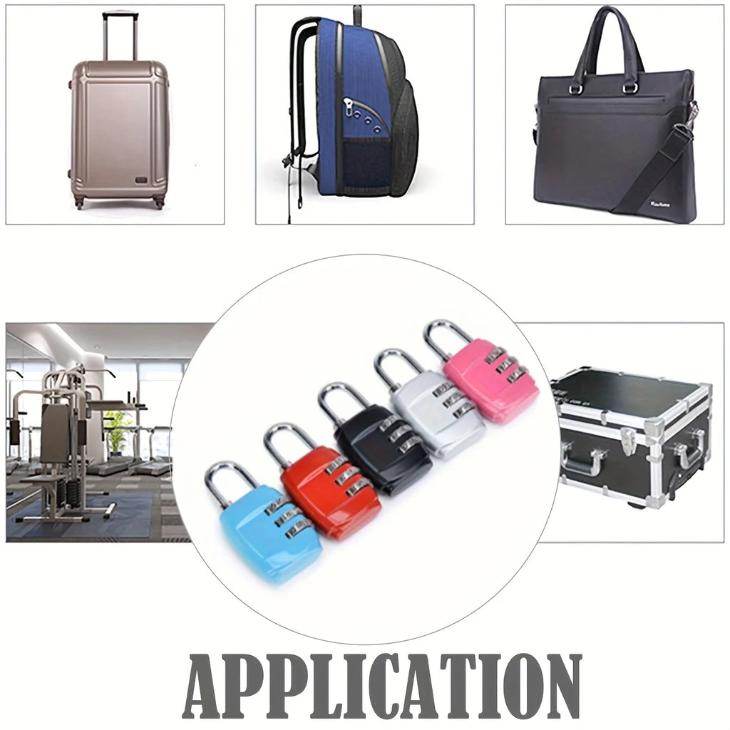 Mini Zinc Alloy 3-Digit Combination Padlock in Multi Colors, Security Password Lock for Luggage Suitcase Backpack Drawer Cabinet