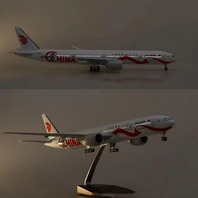 Toy 1:157 Scale B777 Aircraft Air China Airlines Model 47cm With Light And Wheel Diecast Resin Airplane Collection Display Toys
