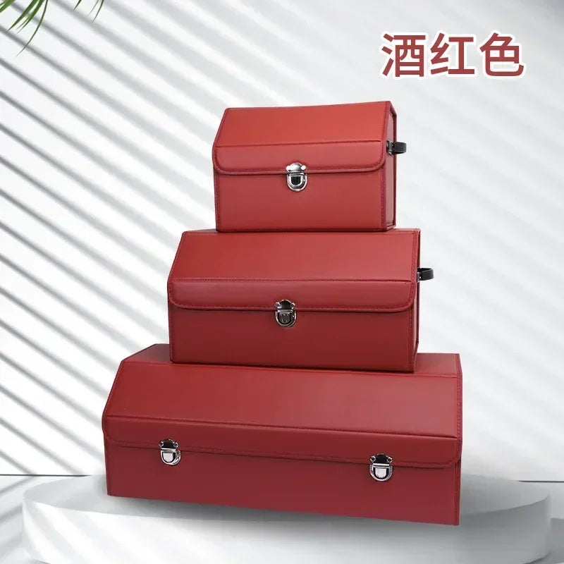 Car Cargo Organizer Trunk Storage Organizer Car Accessories Waterproof Leather Container Folding Cargo Storage Box For SUV Sedan