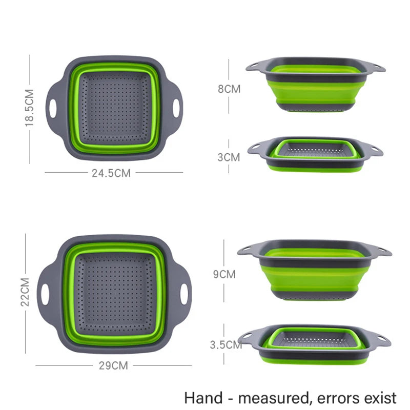 Silicone Folding Drainer Basket Portable Kitchen Strainer Fruit Vegetable Washing Folding Drainer Kitchenware Drain Device