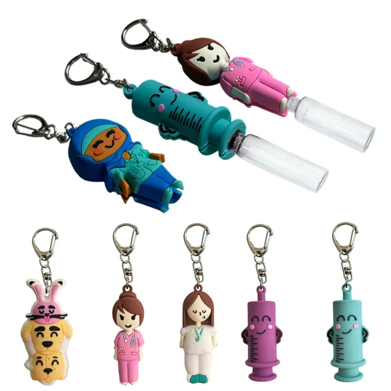 PVC Ampoule Bottle Opener Keychain Syringe-Shaped Cutter Nurse Doctor Aid Medication Vial Breaker Tool