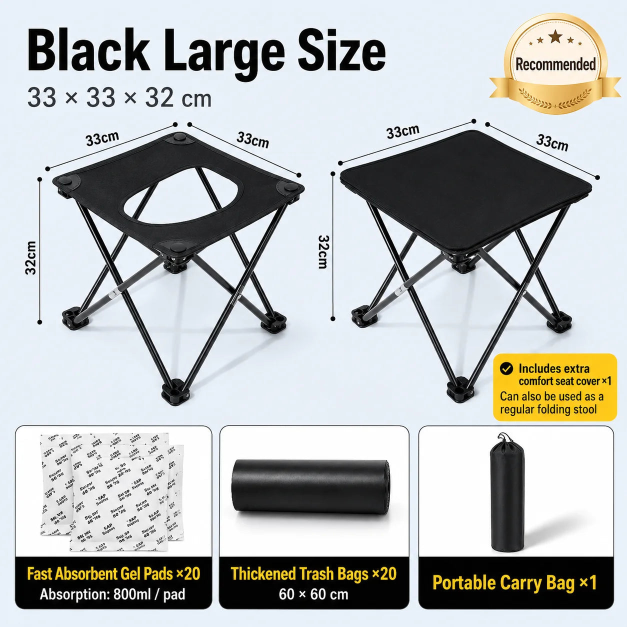 Portable Folding Car Toilet Outdoor Camping Travel Emergency Toilet Lightweight Foldable Seat for Adults Elderly Hiking Fishing