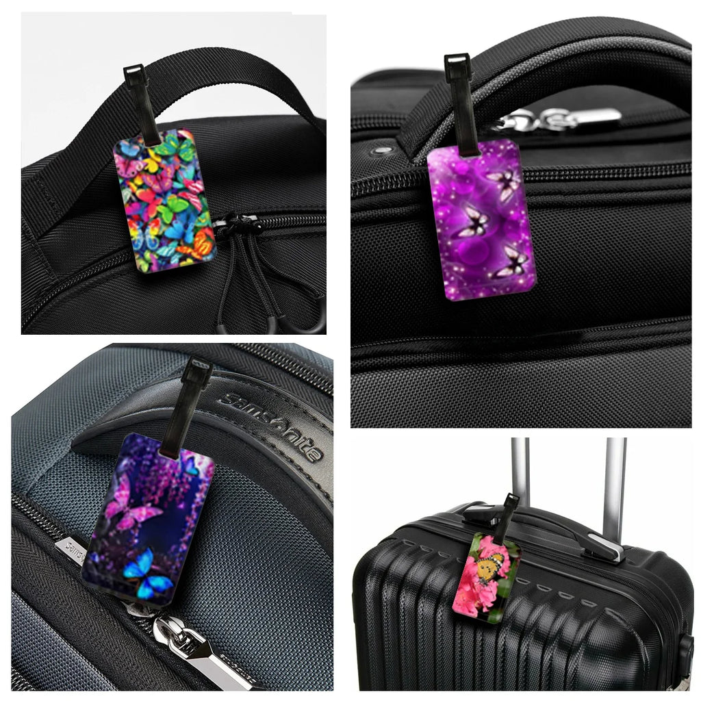 Women love Butterfly Luggage Label Travel Luggage Tag Girls Suitcase ID Address Holder Baggage Boarding Portable Suitcase Ticket