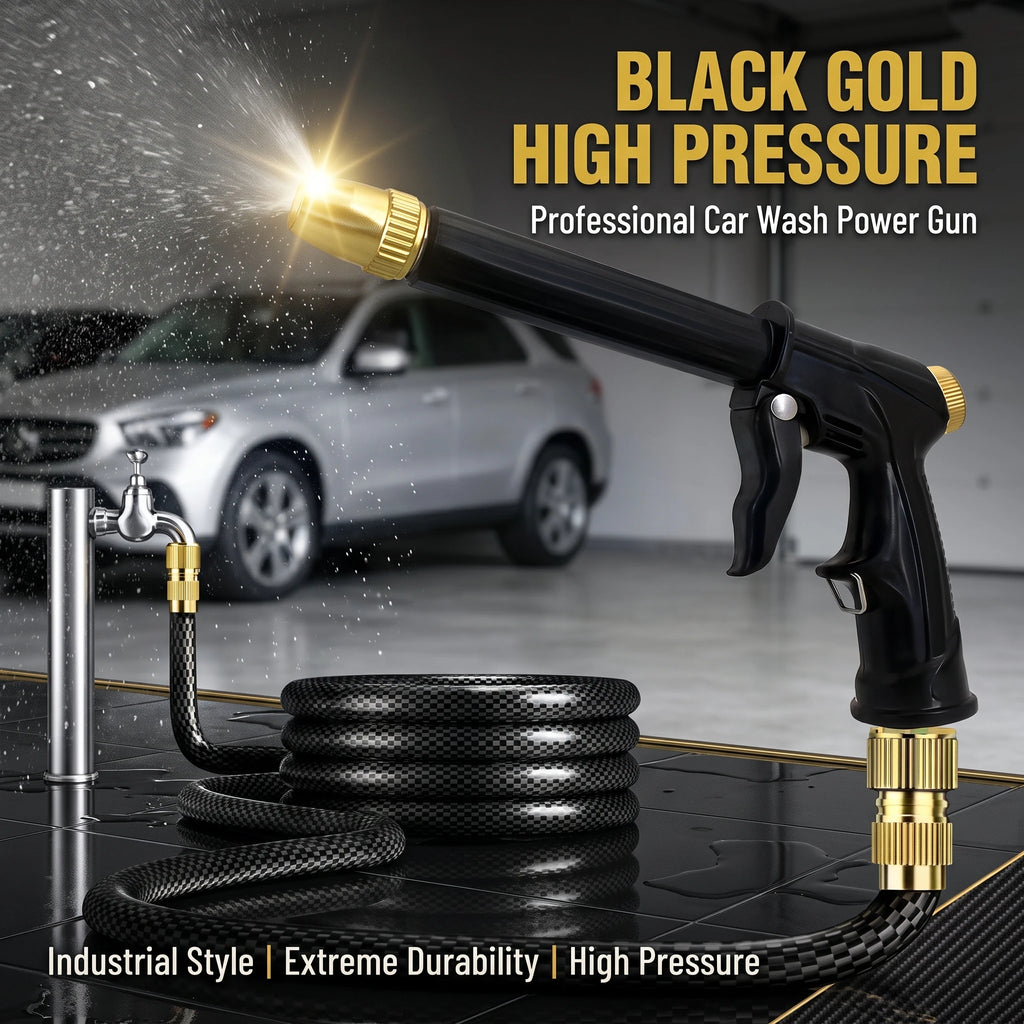 Black Gold High Pressure Car Wash Gun Brass Nozzle Water Sprayer