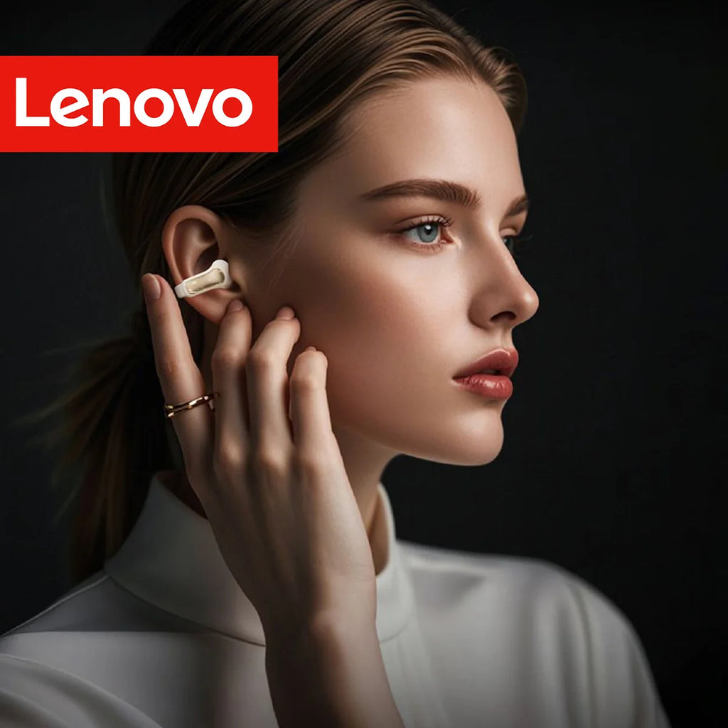 Lenovo Bluetooth 5.4 Ear Clip Headphones Human Ear Design, ANC Noise-Canceling Long Battery Life Low Latency Earphones Earbuds