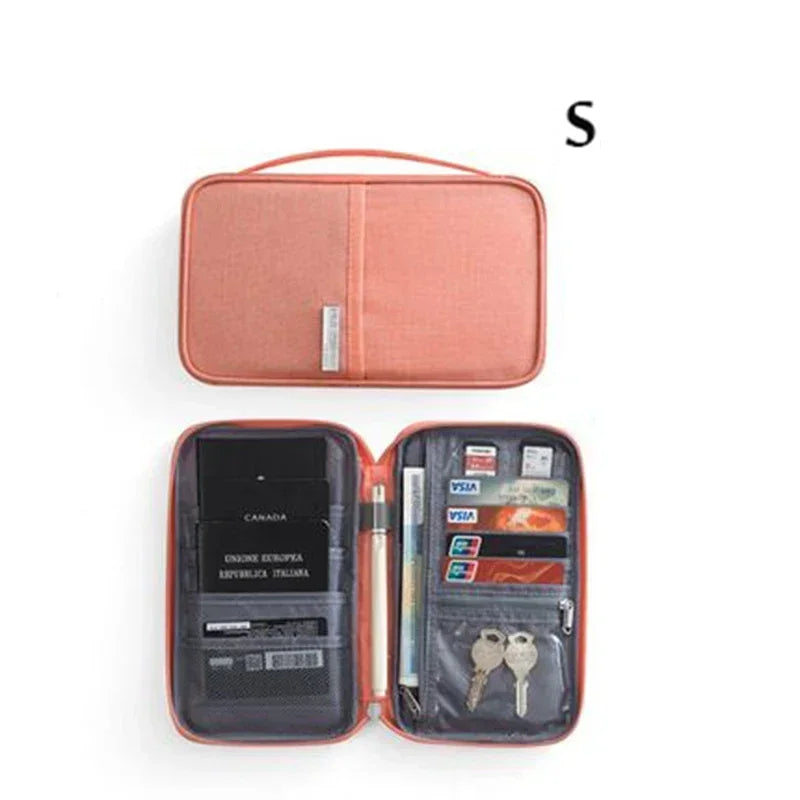 New Women Multi-Function Waterproof Travel Passport Holder Cover Case Pink Bags Family Document Organizer Travel Accessories Bag