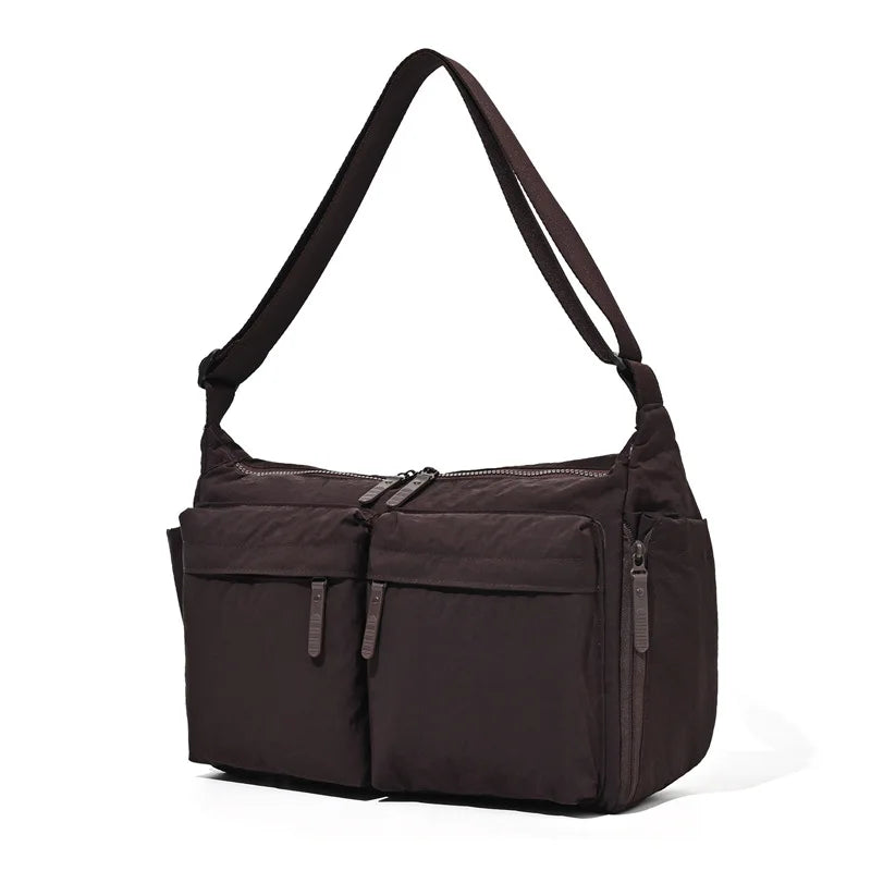 Waterproof Nylon Crossbody Bag, Multi Zipper Casual Shoulder Pack,Adjustable Strap Large Capacity Satchel for Men Women Commute