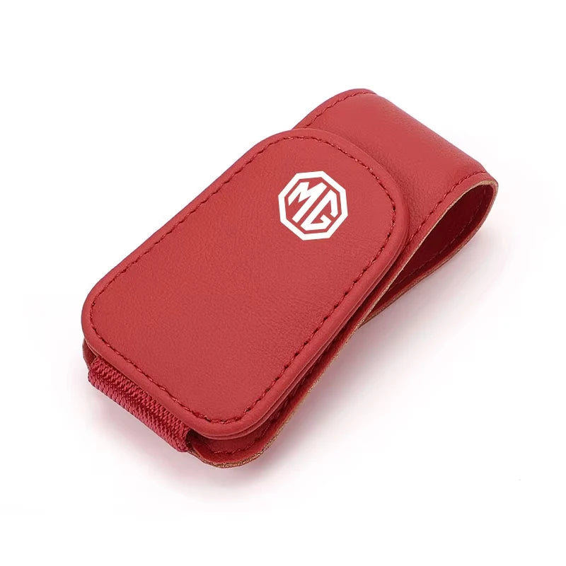 Leather Car Glasses Clip Sun Visor Credit Card Holder For MG ZS 5 7 6 Cyberster MG4 EV ES5 HS ONE GT GS MG3 EZS 3SW
