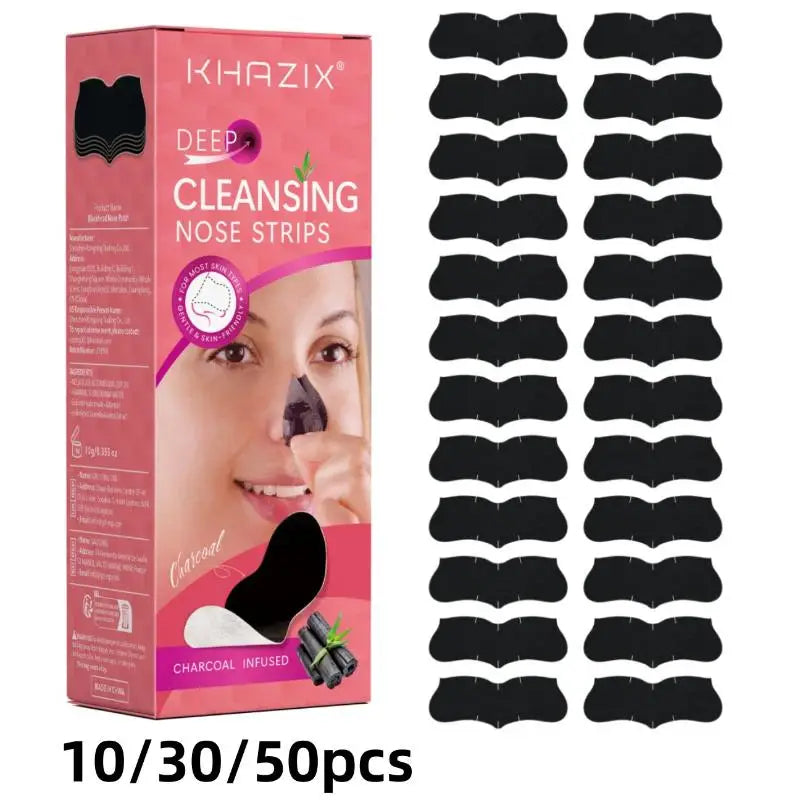 10/30Pcs Black Hydrocolloid Nose Strips Deep Cleansing Blackhead Remover Gentle Patches For Blackheads & Whiteheads