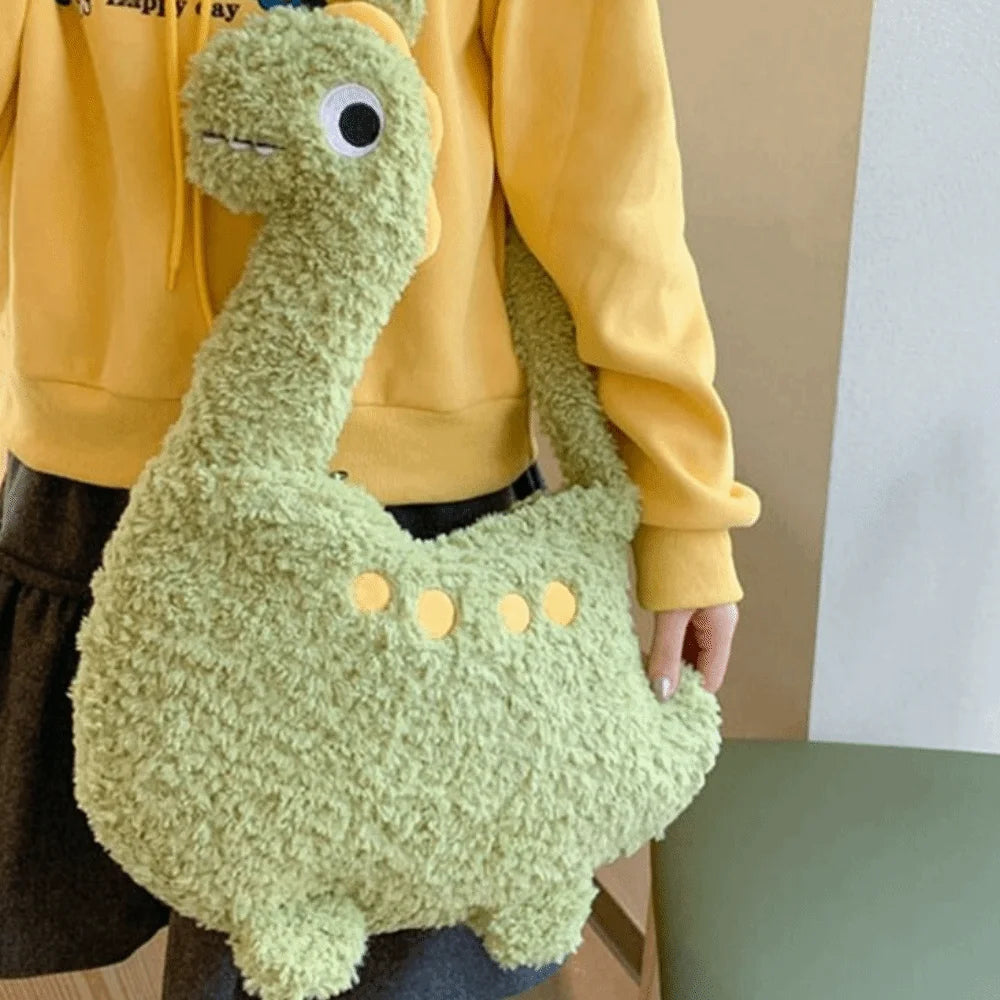 Casual Zipper Long Neck Dinosaur Bag Solid Color Large Capacity Cartoon Crossbody Bag Shoulder Bags Streetwear