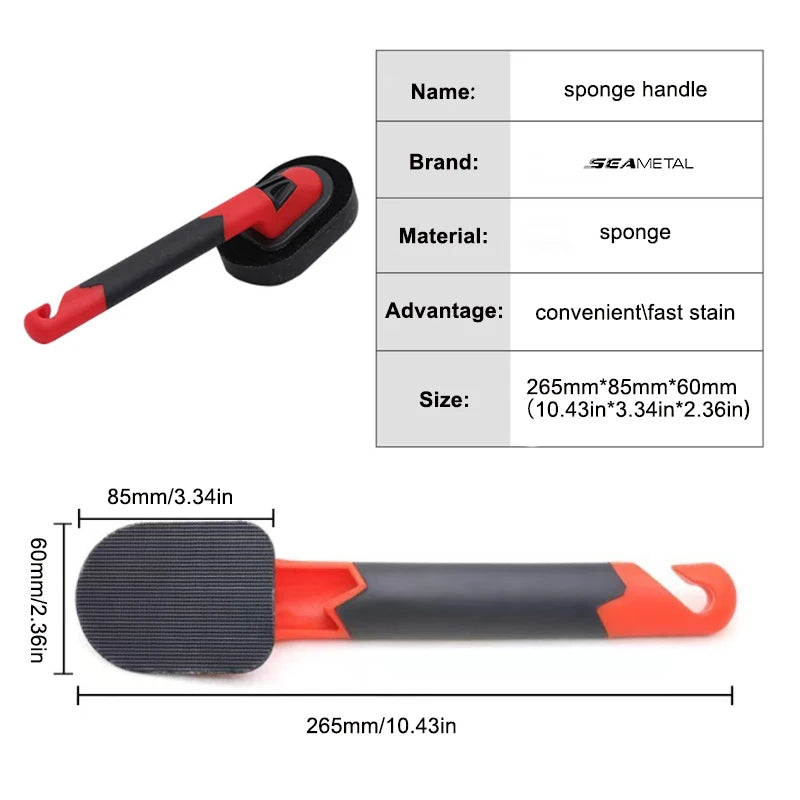 SEAMETAL Car Tires Waxing Polishing Sponge With Handle Car Tire Tyre Wheel Rim Trim Contour Detailing Dressing Shine Pad Sponges