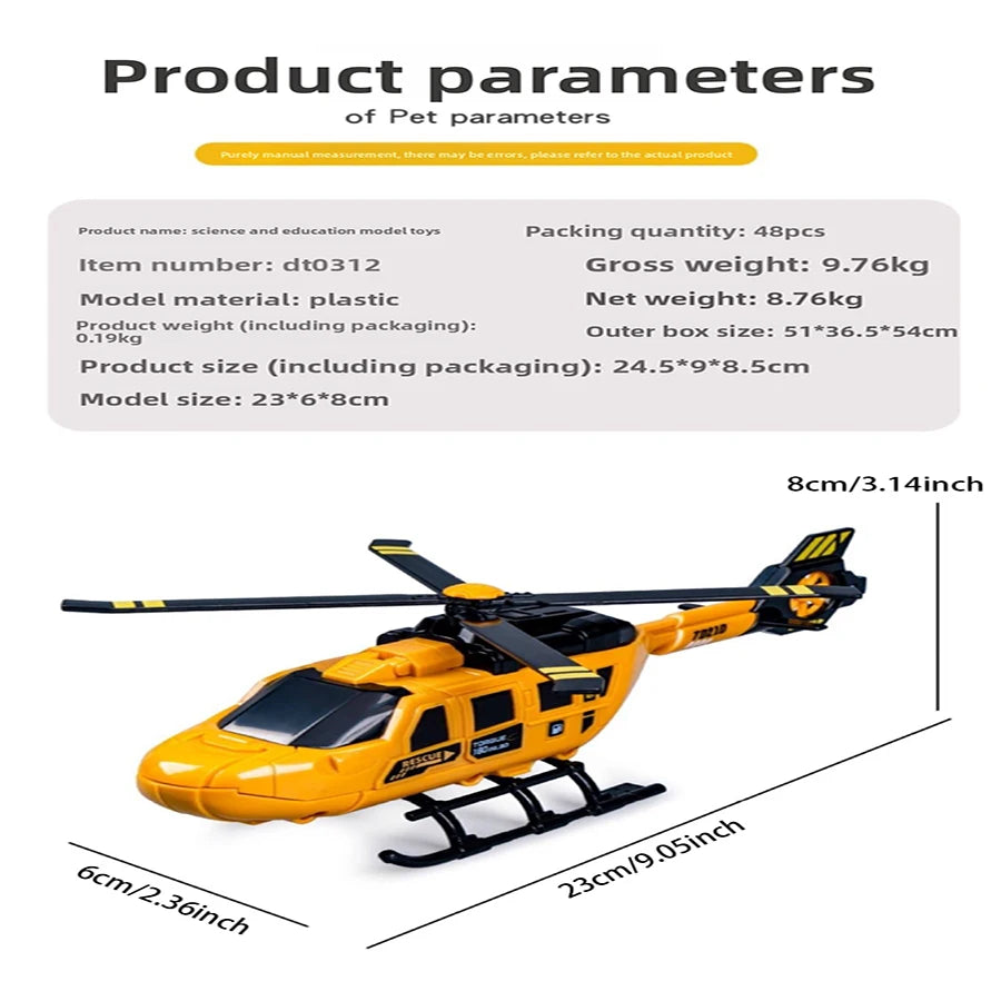 1pcs- Child Diy Helicopter Blocks Buiding Model Rotating Propeller Fighter Simulating Rescue Aircraft Boy Birthday Gift