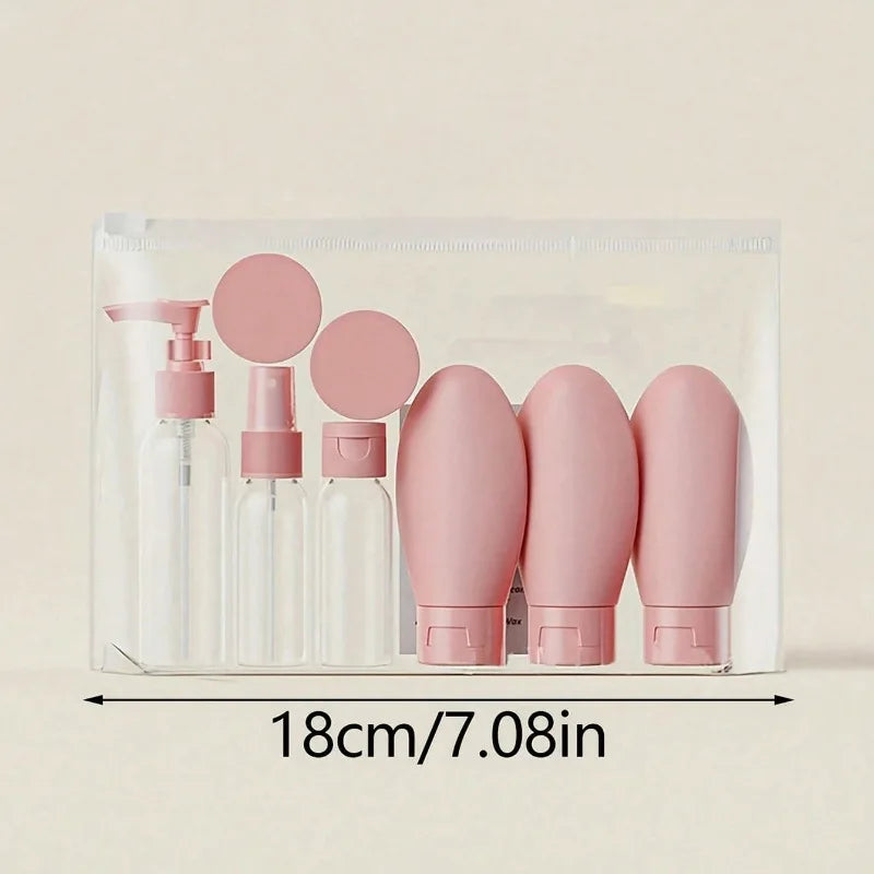 11pcs Refillable Travel Set Bottles Kit Leak-Proof Portable Clear Travel Cosmetic Containers for Shampoo Lotion Spray Foam Pump
