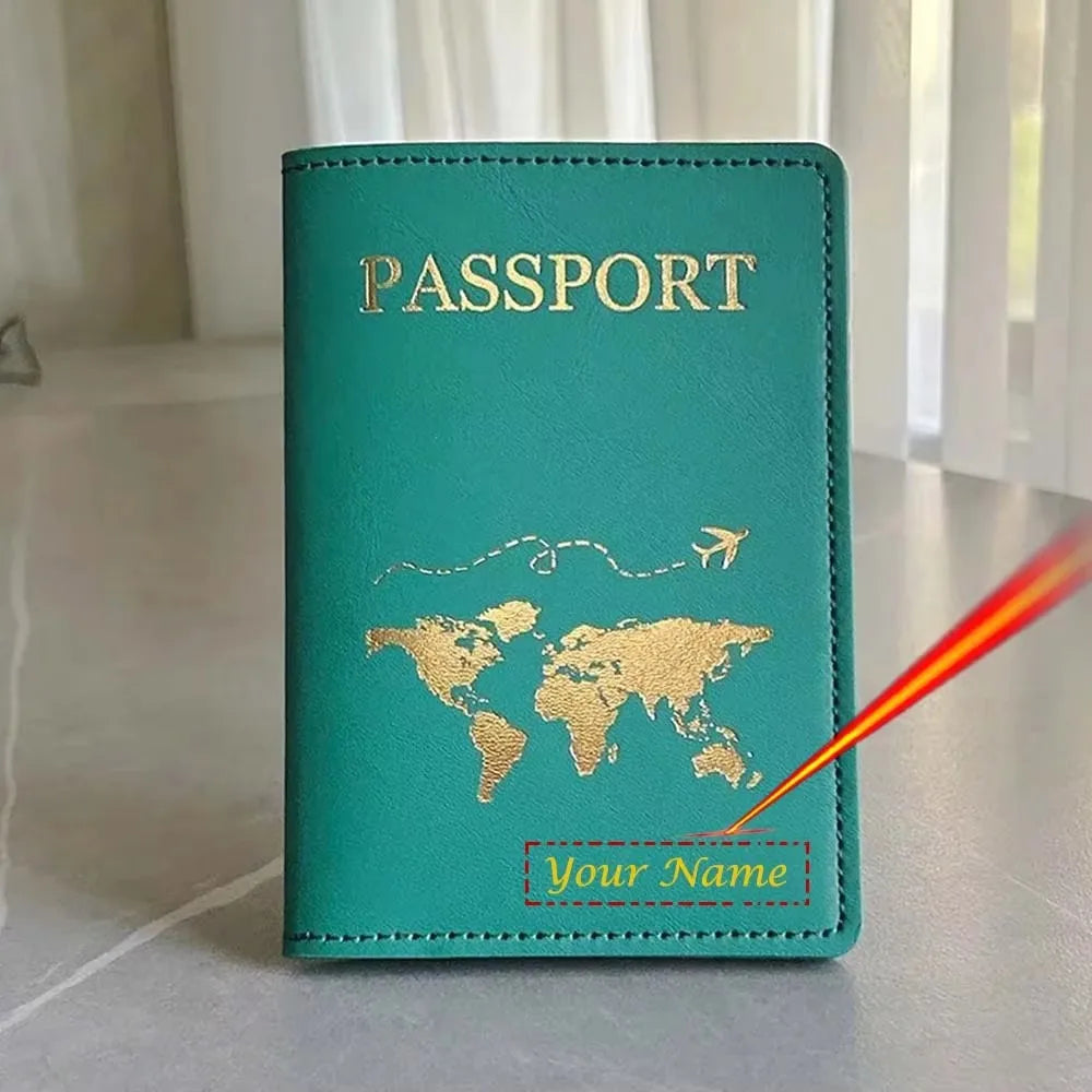 Cute Personalised Passport Cover Women with Names Engraved Passport Holder for Couples