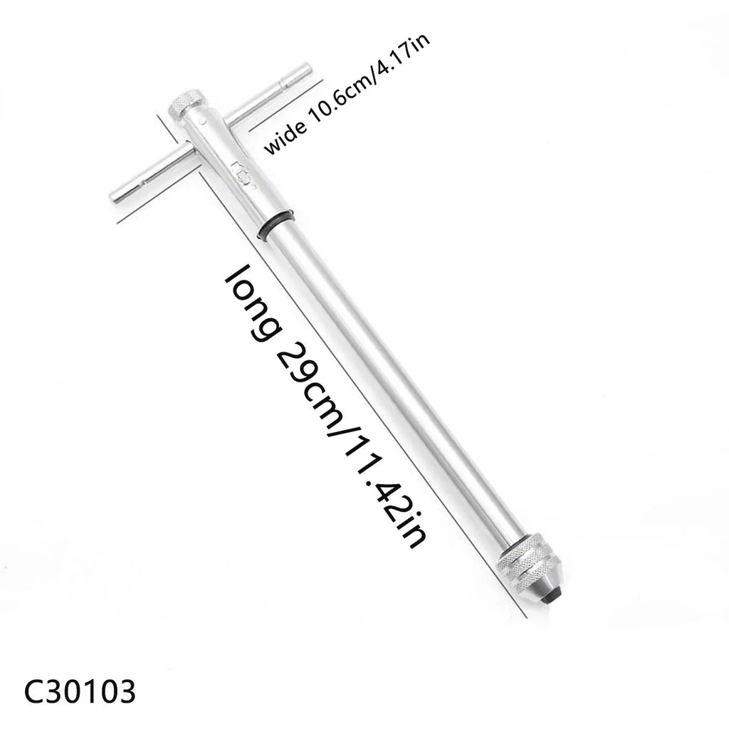 Ratchet T Handle Tap Wrench Machine Screw Thread Milling T-shape Taps Both Way Hand Tap Set Adjustable Manual Tapping for Home U