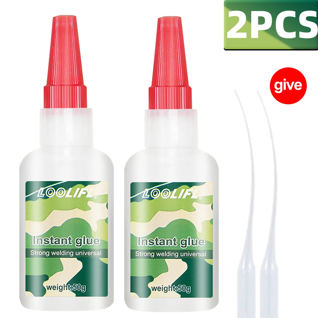 LOOLIFL Cyanoacrylate Super  Glue Welding 50ml Instant Fast Adhesive Universal Welding Super Glue Plastic Wood Metal Rubber