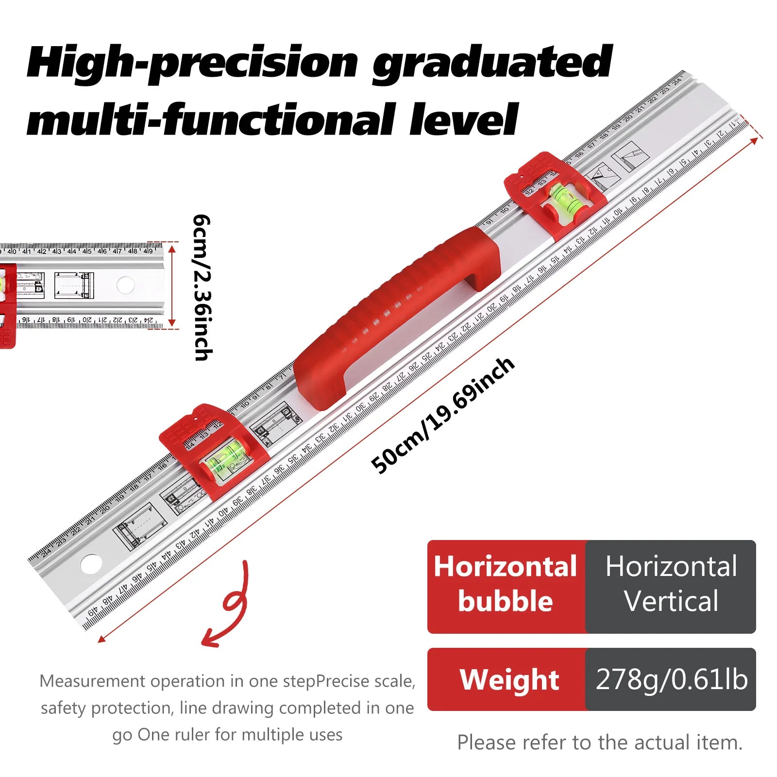 Aluminum Alloy Level Ruler Marking Layout Ruler Multifunctional Sliding Guide Marking Rulers with 2 Spirit Level for Woodworking