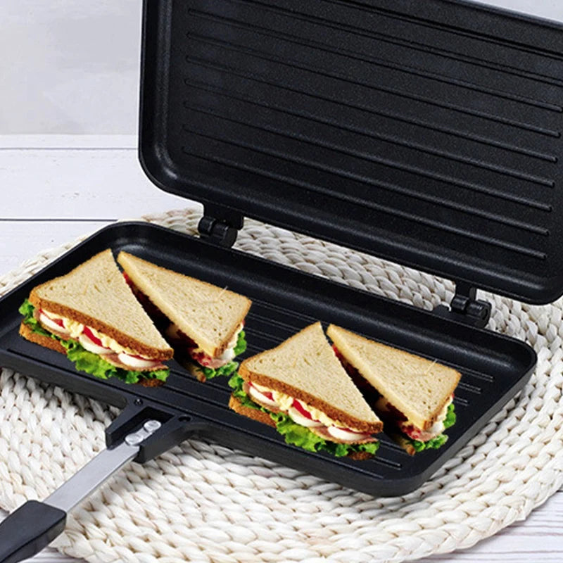 Gas Non-Stick Sandwich Maker Bread Toast Breakfast Machine Pancake Baking Barbecue Oven Mold Mould Grill Frying Pan-A09G
