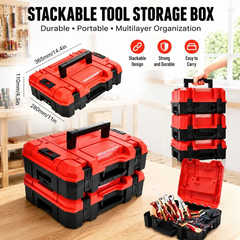 One-Piece Set Of Pressure-Resistant, Durable And Anti-Fall Stackable Tool Box, Anti-Fall Household Tool Repair Parts Storage Box