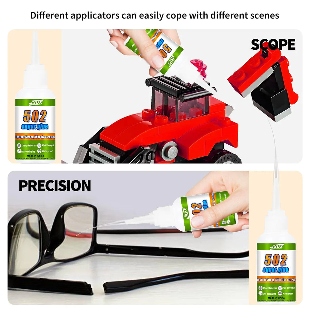 JXVX 50g 502 Super Plastic Glue  Professional Adhesive Transparent Cyanoacrylate Glue Fast Drying Odorless Long Lasting Bonding Acrylic, DIY Crafts, Electronics, PVC, ABS 1-3pcs.