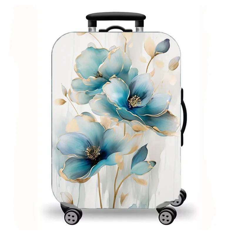Luggage Cover, Luxury Floral Rose Print Stretch Suitcase Protector for Travel, Elegant Peony Sunflower Art Design
