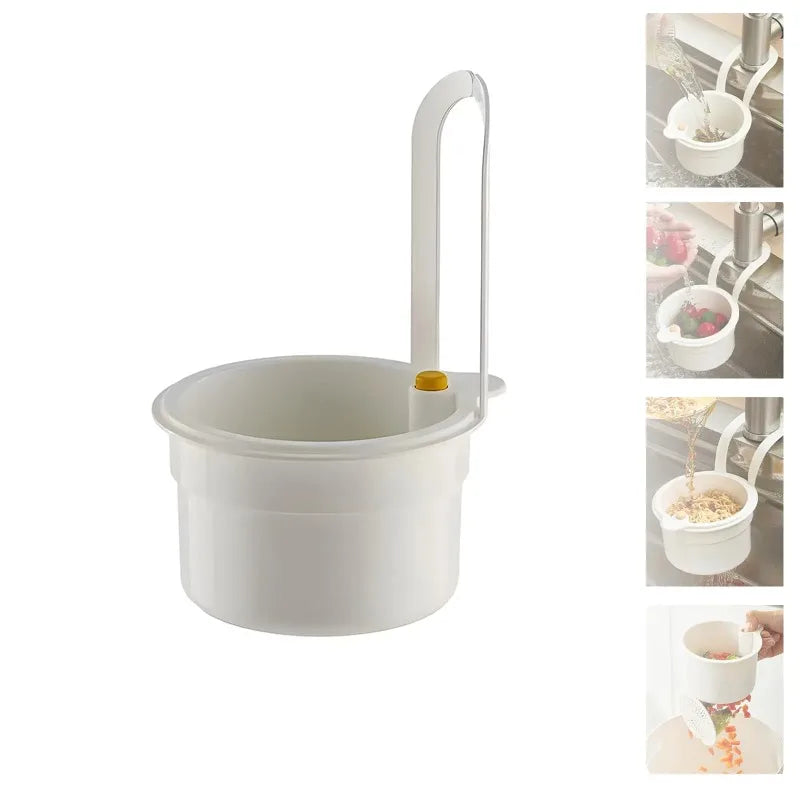 Kitchen Sink Strainer Basket with Faucet Hanging Waste Catcher And Draining Filter Press for Easy Dumping