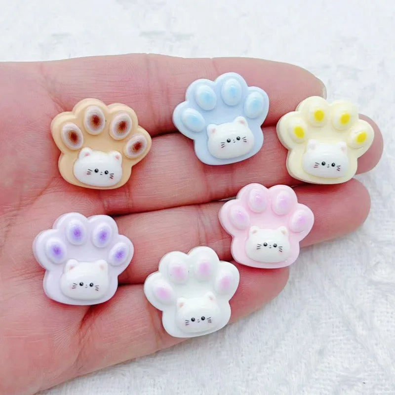 10pcs Cartoon Cute Cat Claw Resin Patch Creative Water Cup Decoration Phone Case Refrigerator Adhesive Material