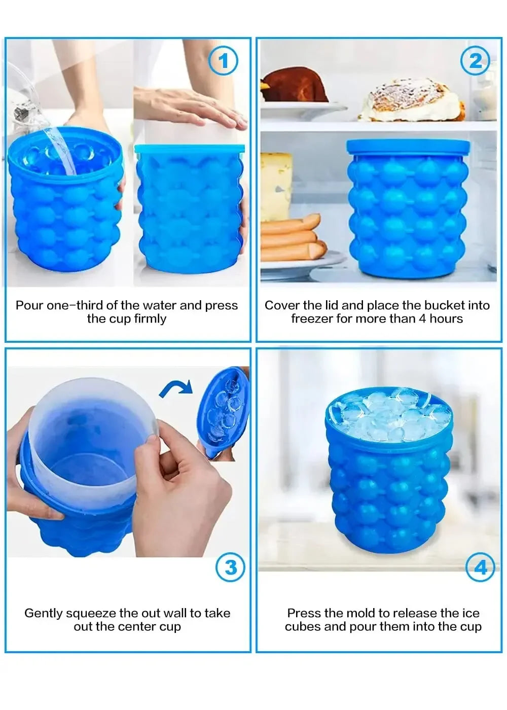 1PC Silicone Ice Cube Maker Portable Bucket Wine Cooler Beer Cabinet Space Saving Kitchen Tools for Whiskey Drinking