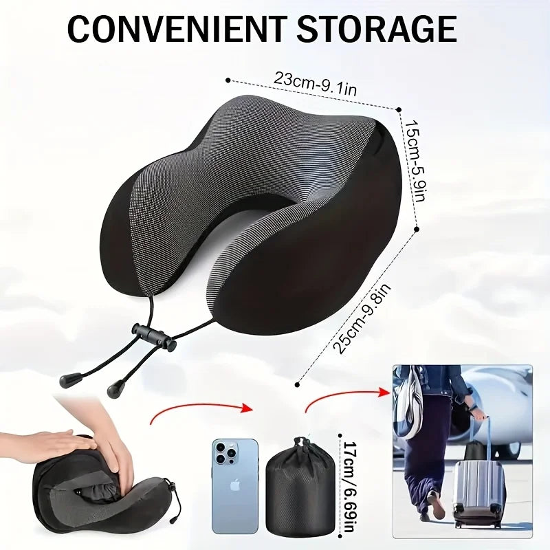 Memory Foam U-shaped Neck Pillow Neck Cushion Soft Neckrest Pad Portable Travel Pillow Cervical Healthcare Massage Neck Pillow