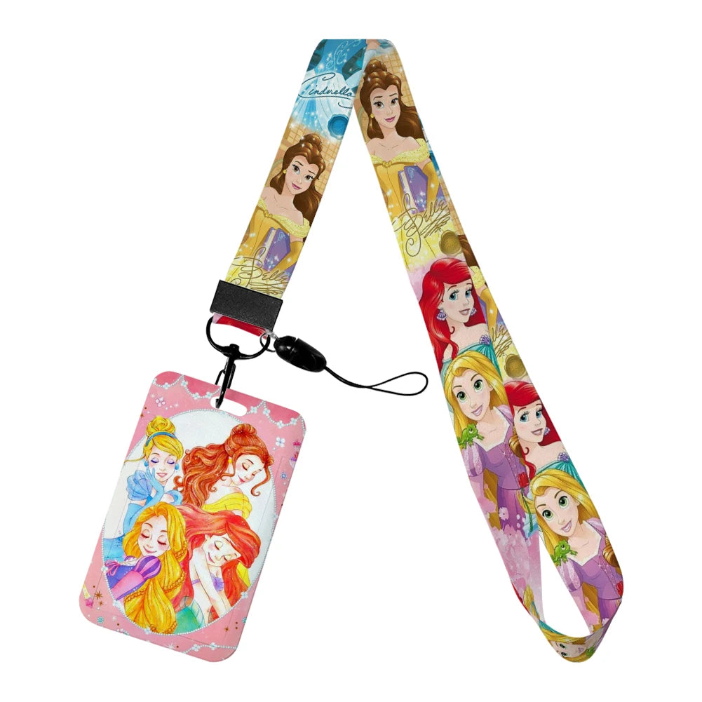 Disney Princess New Arrival Card Holder Student Keychain Girl Bus Metro Protective Case School Card Cover Kid Personalized Gifts