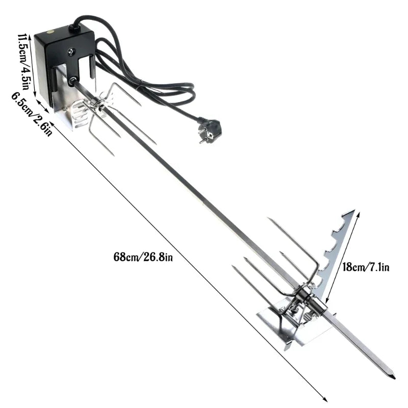 Universal Automatic Grill Rotisserie with 4W Electric Motor BBQ Bracket Roaster Spit Rod Fork Complete Holders Tool