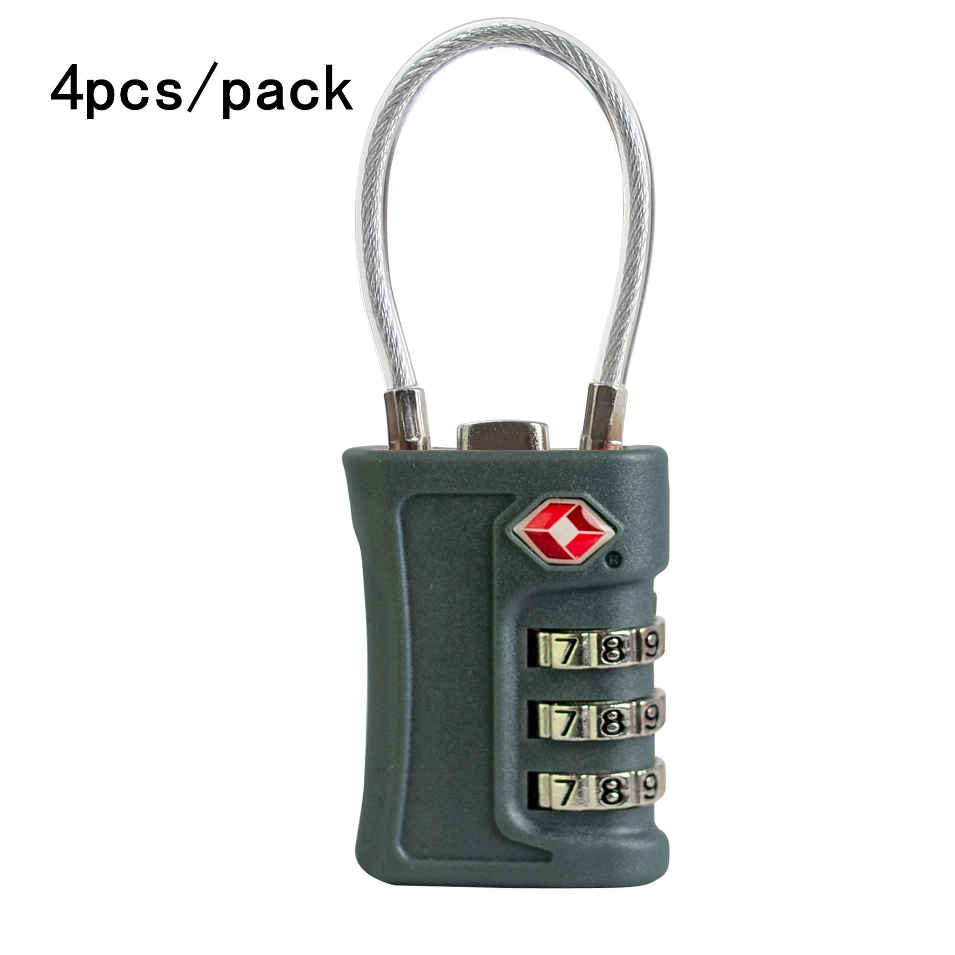 4 Pack TSA Customs Code Lock for Travel Luggage Password Changeable black Lock Contrast Design Padlock 3 Digit Combination Lock