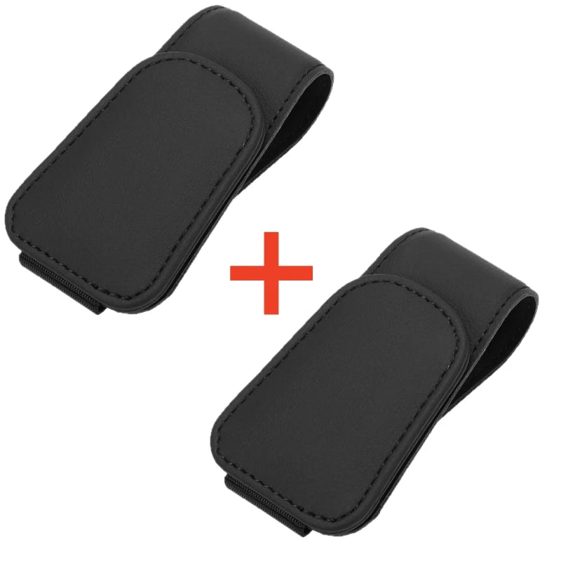 Sunglasses Holder for Car Sun Visor Leather Eyeglass Holder Ticket Card Clip Magnetic Car Glasses Holder Car Visor Accessories