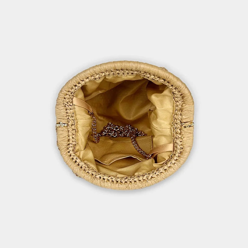 Women Handmade Straw Woven Clutch Bag Chain Strap Straw Clutch Purse 2025 New Summer Crossbody Bag Shoulder Bags Females Wallets