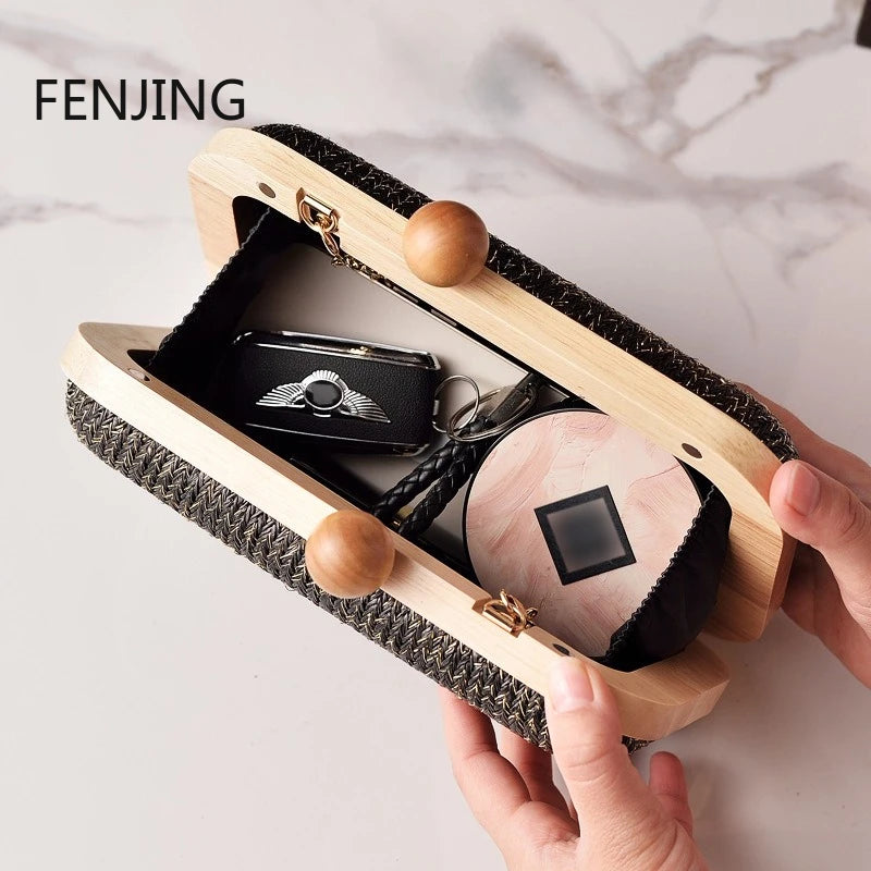 Straw Clutch Handbag 2025 Summer Beach Straw Purse for Women Woven Bag Casual Straw Shoulder Crossbody Bag New Evening Handbag