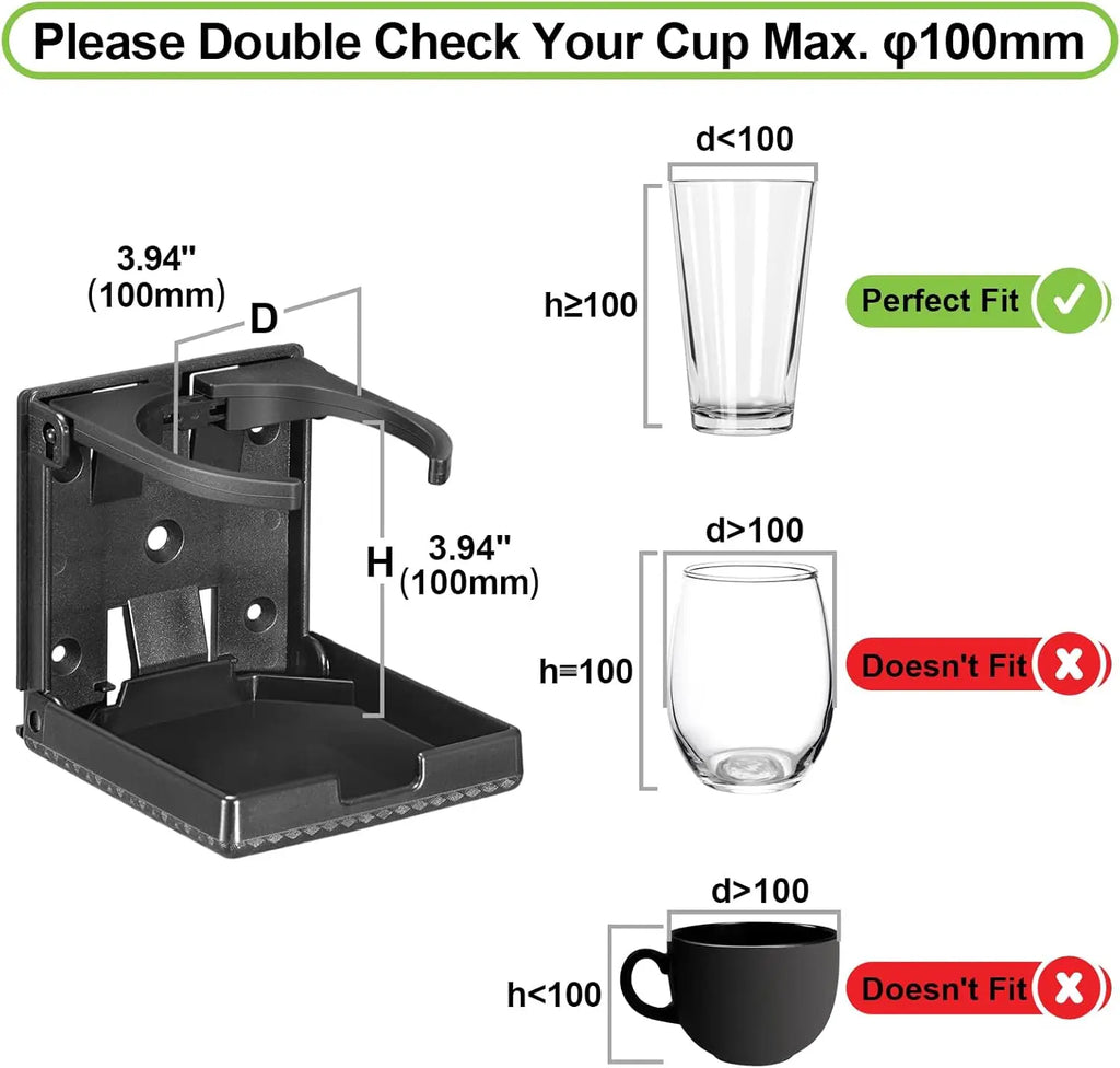 2 Pcs Cup Holder Adjustable Folding Cup Drink Can Bottle Holder Stand Mount For Car Auto Boat Truck RV Van Fishing Box