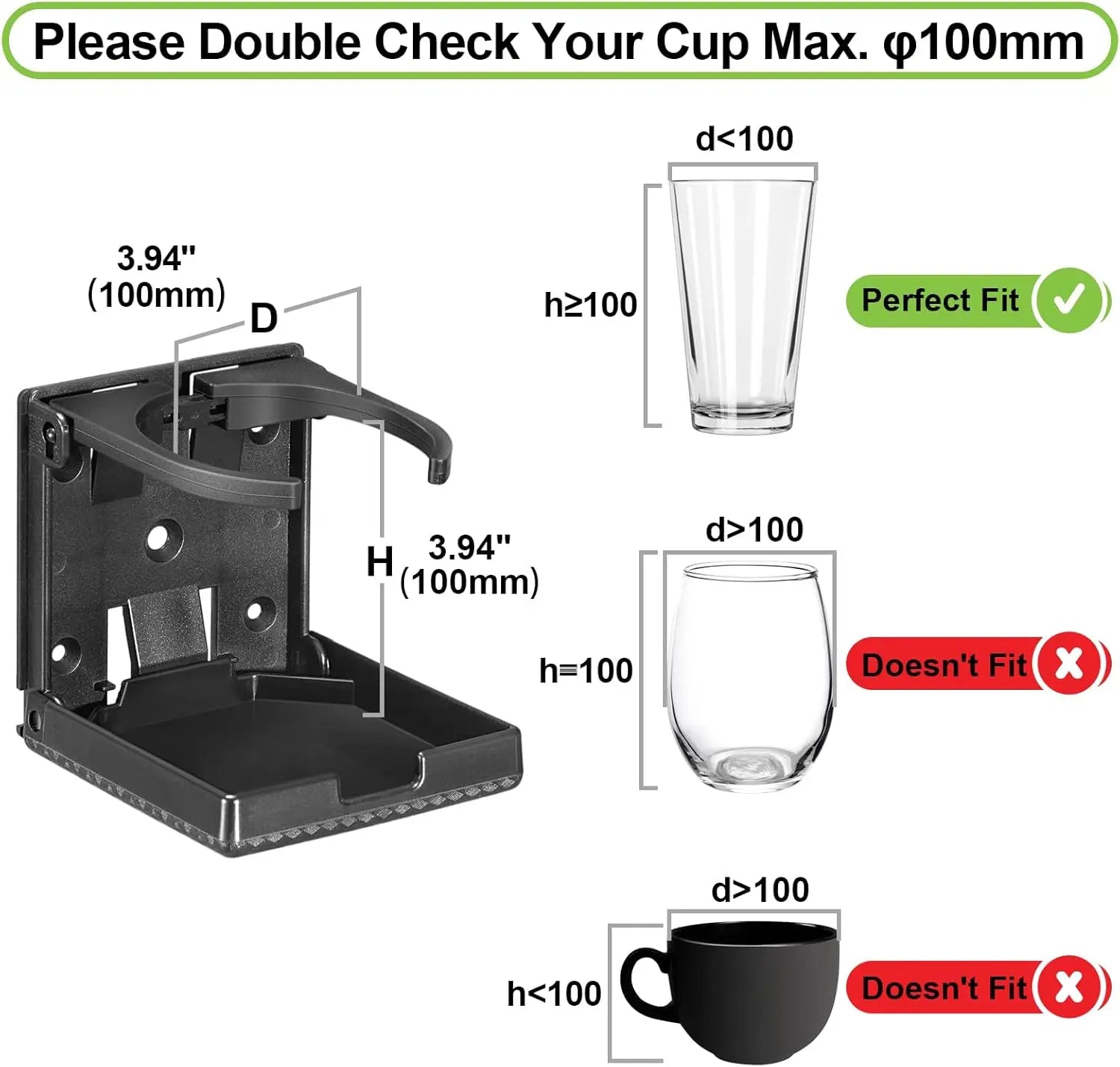 2 Pcs Cup Holder Adjustable Folding Cup Drink Can Bottle Holder Stand Mount For Car Auto Boat Truck RV Van Fishing Box