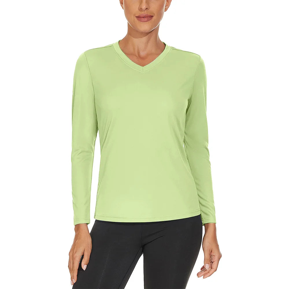 KEFITEVD UPF 50+ Women Long Sleeve T-shirts UV Sun Protection Outdoor Sport T Shirt Moisture Wicking Camping Hiking T-Shirts Tee