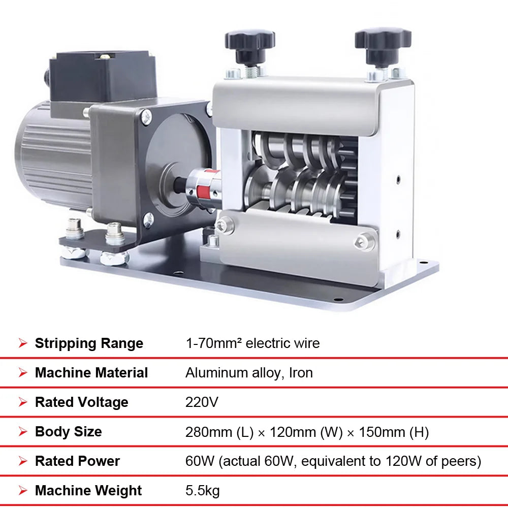 Zten New 1-70mm² Commercial Wire Stripping Machine Waste Copper Cable Peeler Automatic 6 Hole Stripper Machines