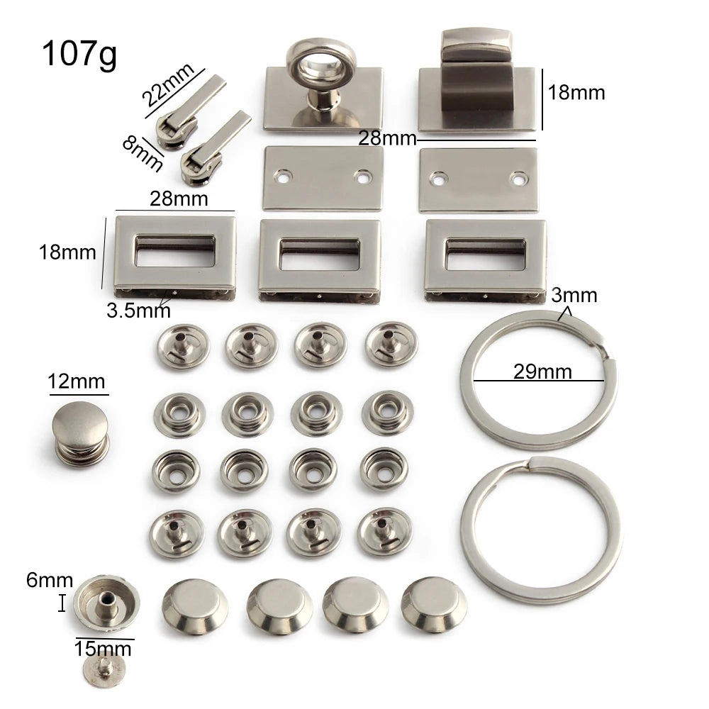 1/3/5/10Sets Fashion Metal Bag Lock Clasps Women Tote Bags Making Supplies Bag Accessories Sets For Handbag DIY Hardware Kits
