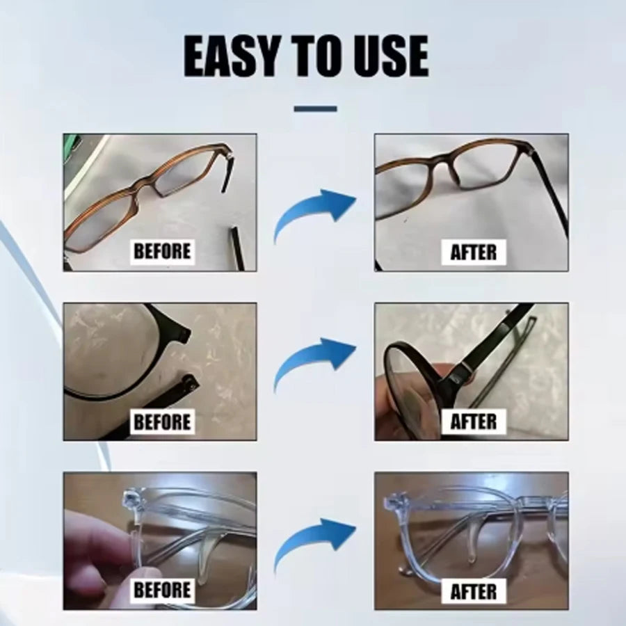 Eyeglass Repair Glue CA Clear Instant Bonding Adhesive Waterproof for Spectacle Frame Temple Sunglasses Plastic Metal Crack Fix